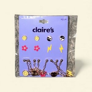 Claire's Emoji and Flower Earring Set - Yellow, Pink, and Black